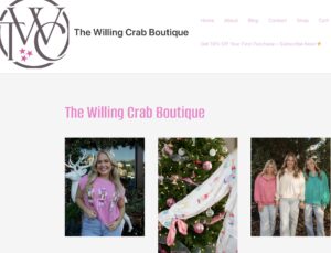 screenshot of boutique website